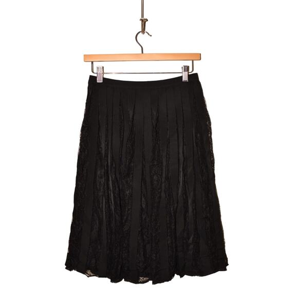 J.CREW COLLECTION NEW $695 Knee Length Ribbon Lace Swing Skirt Black Size‎ 2 - Picture 2 of 4